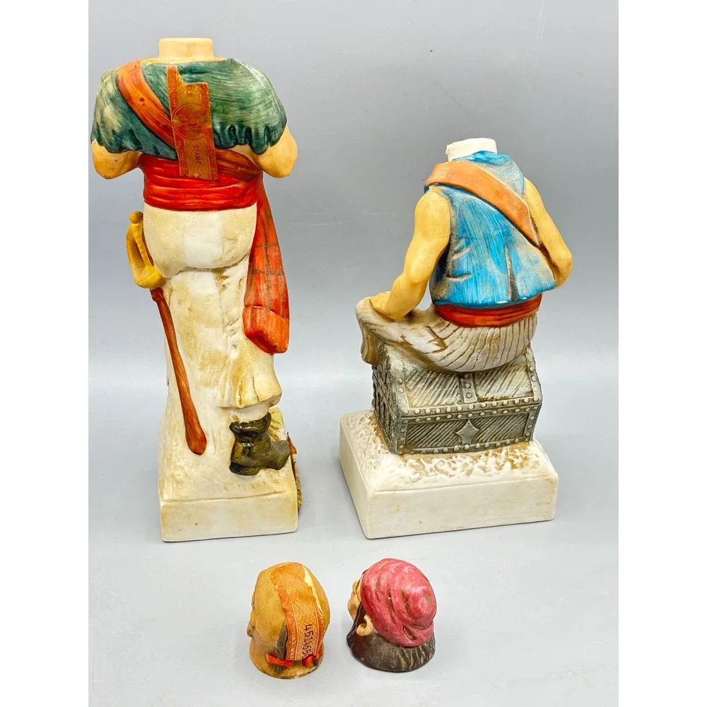 Vintage‎ McCormick Rum Pirate Decanter Set Ceramic Figurines West Indies EMPTY